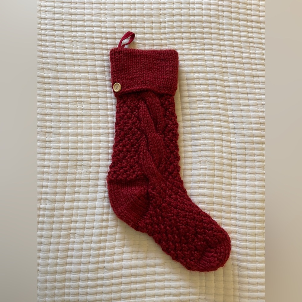 Pottery Barn Knit Christmas Stocking - Deep Red // Retail $50